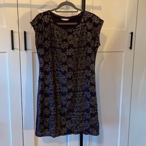 Short sleeve purple embroidered dress